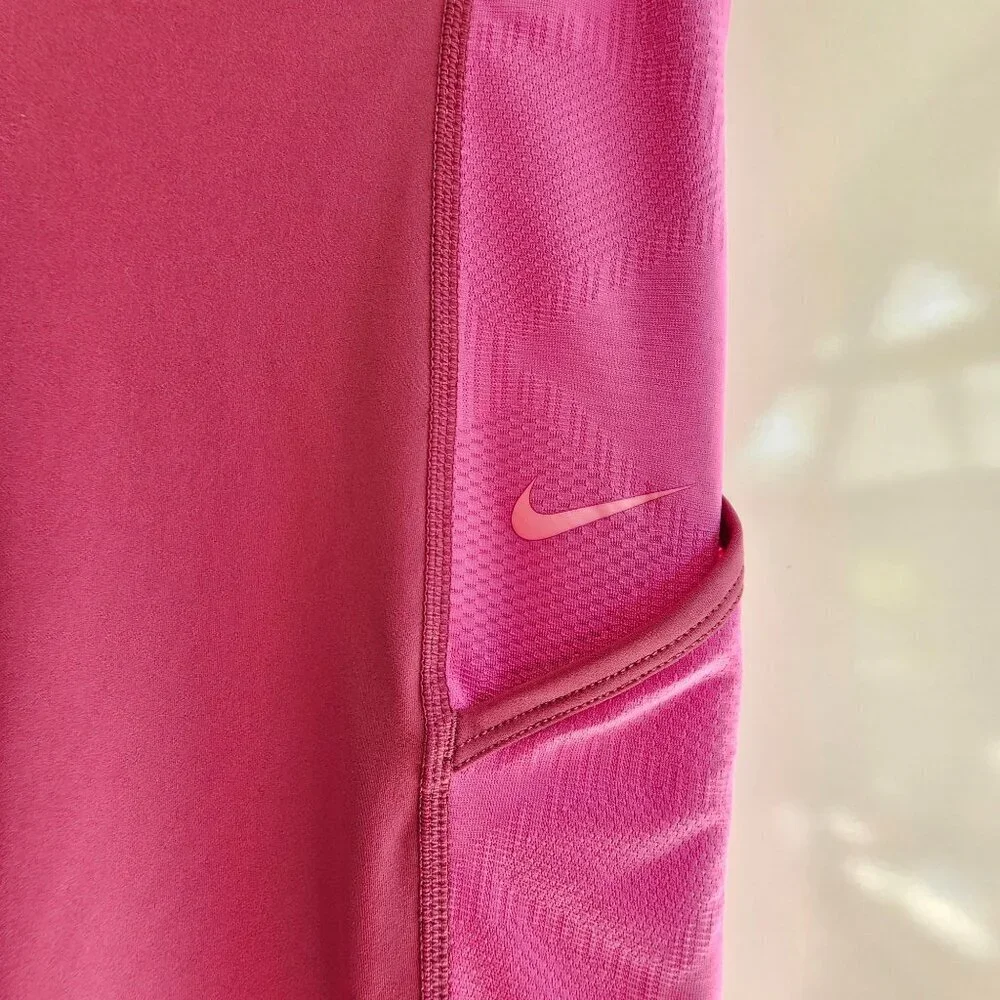 Nike Pro Womens Berry Pink Side Pocket High Rise 7/8 Leggings Tights S